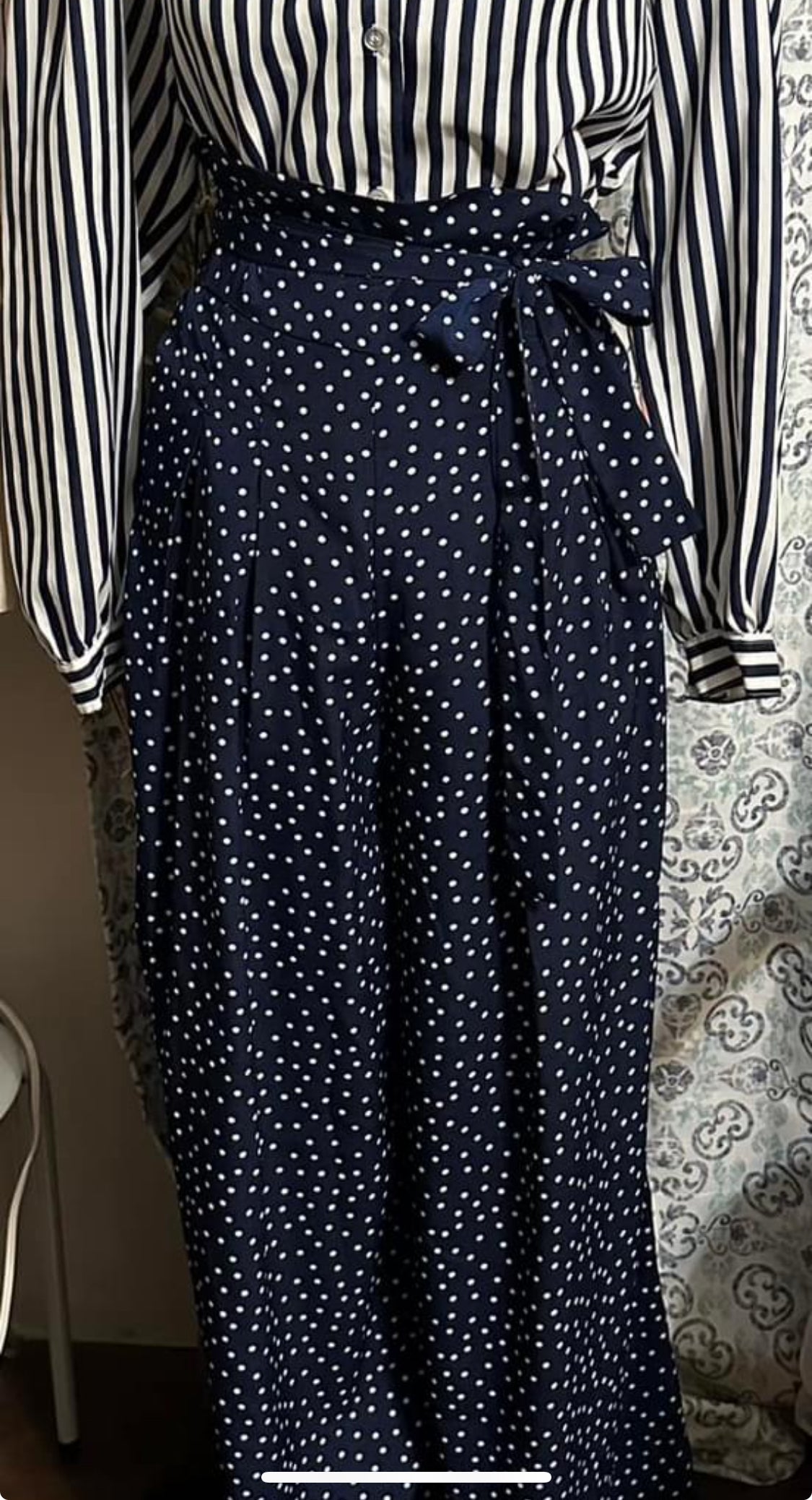 Blue and white lightweight vintage pants