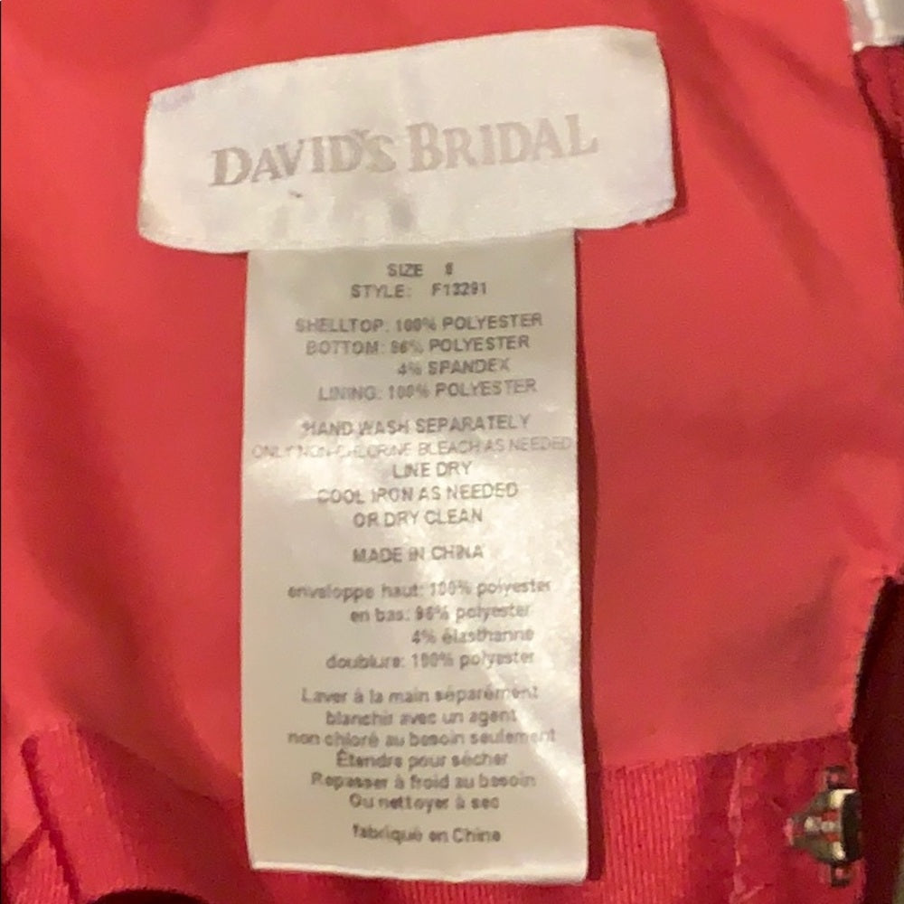 Long size 8 David’s Bridal pink bridesmaid dress