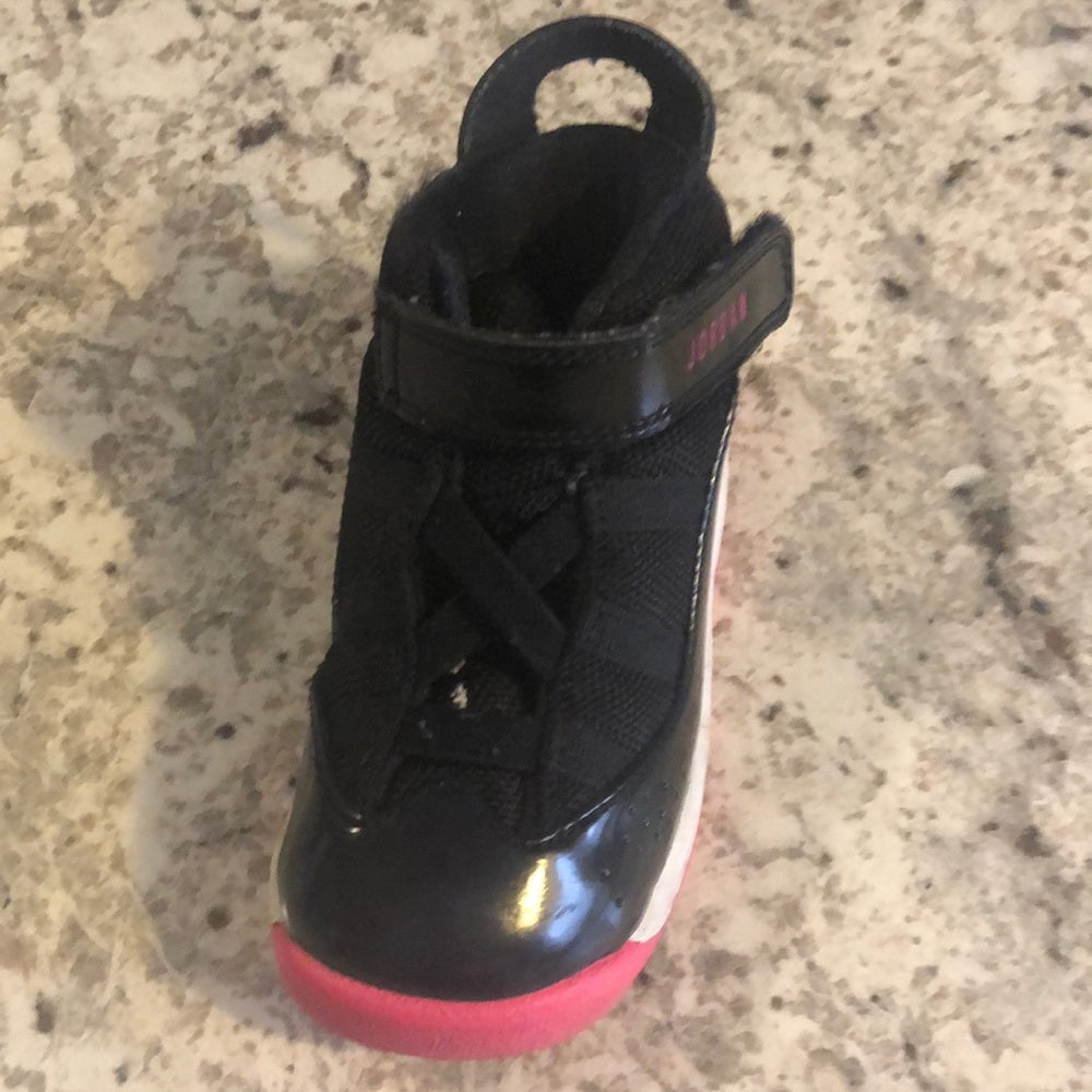 Jordan’s sz 7C pink, black and white sneakers