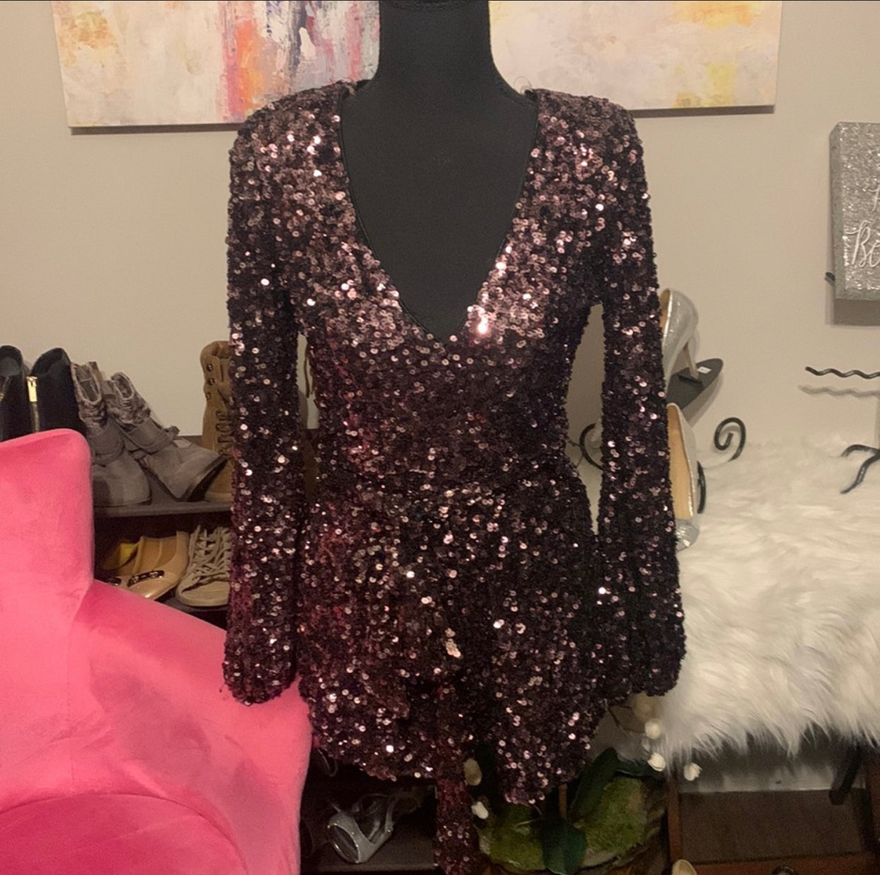 Size Small sequined shorts romper