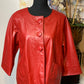 Size large petite red faux leather blazer