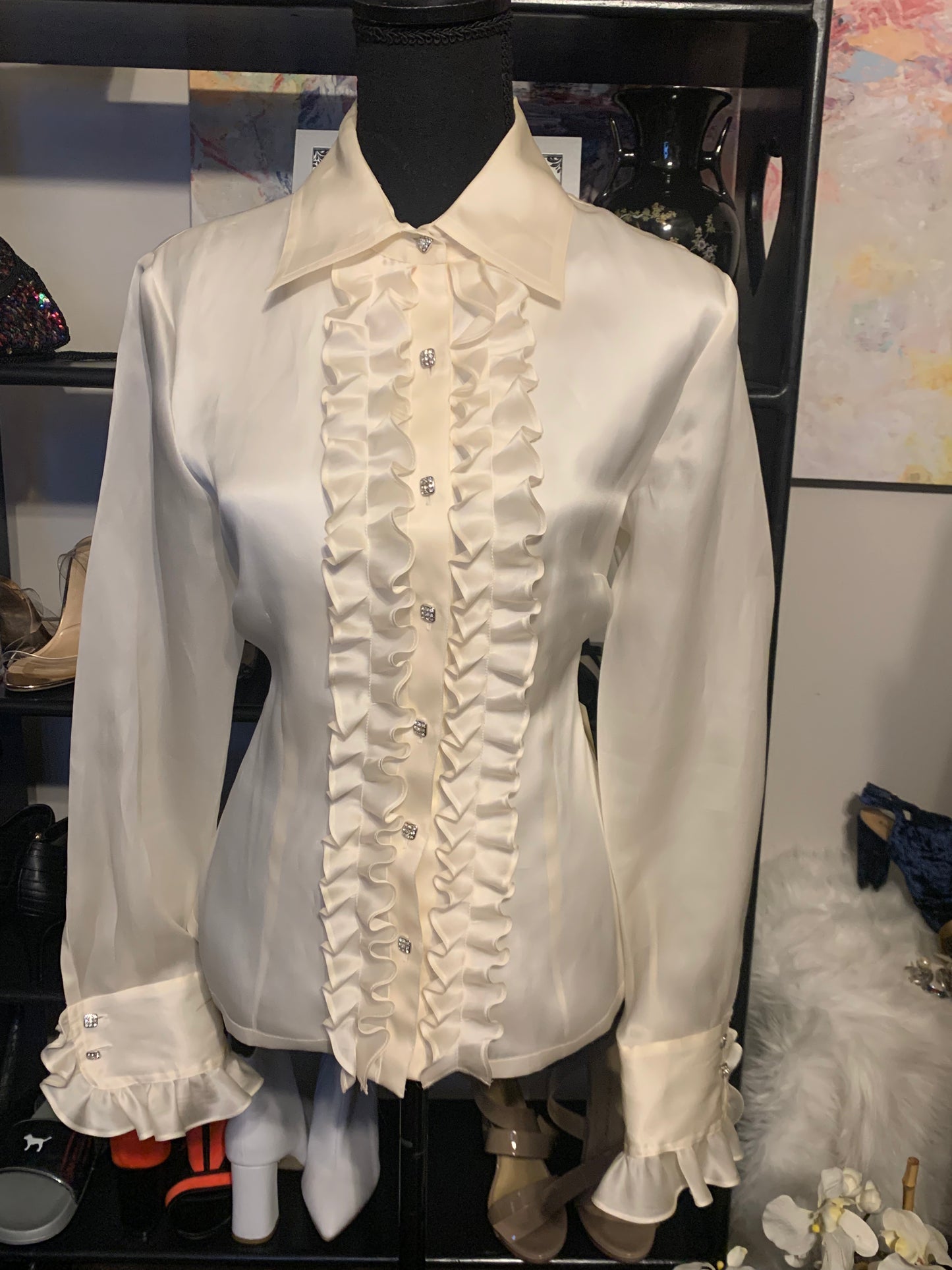 Size 10 Ivory ruffled Talbots blouse
