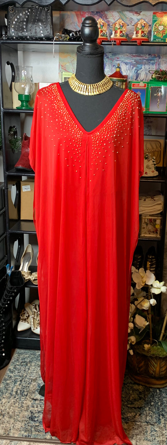 Size Medium NWT  red jumpsuit with sheer overlay