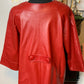 Size large petite red faux leather blazer