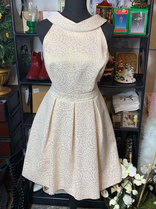 Size 12 David’s Bridal bridesmaids cream and gold dress