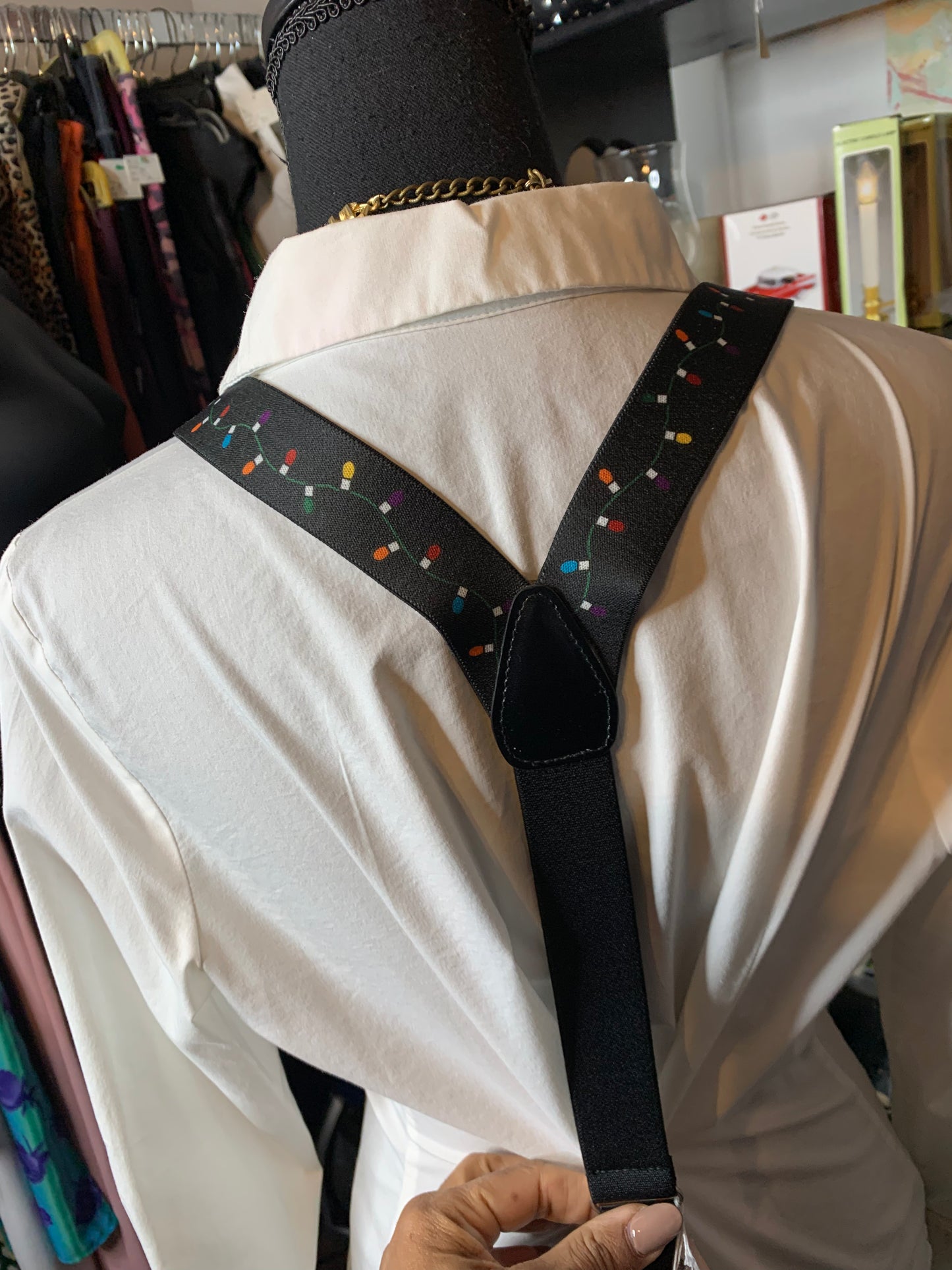 Christmas lights suspenders