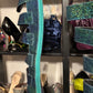 Size 10 green iridescent strappy heeled boots