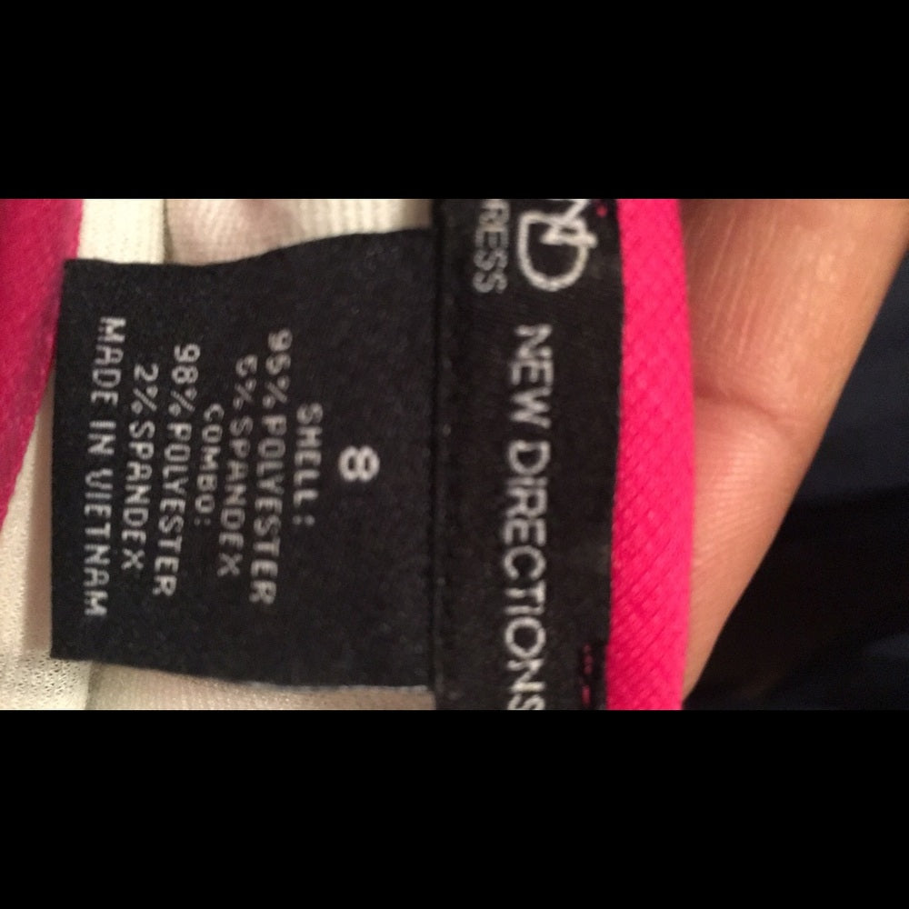 Size 8 New Directions dress.  Ivory, black & pink