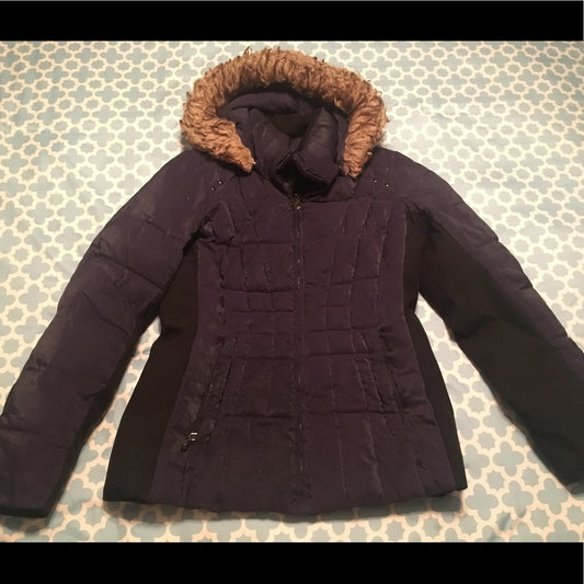 Size small blackberry and black hooded jacket