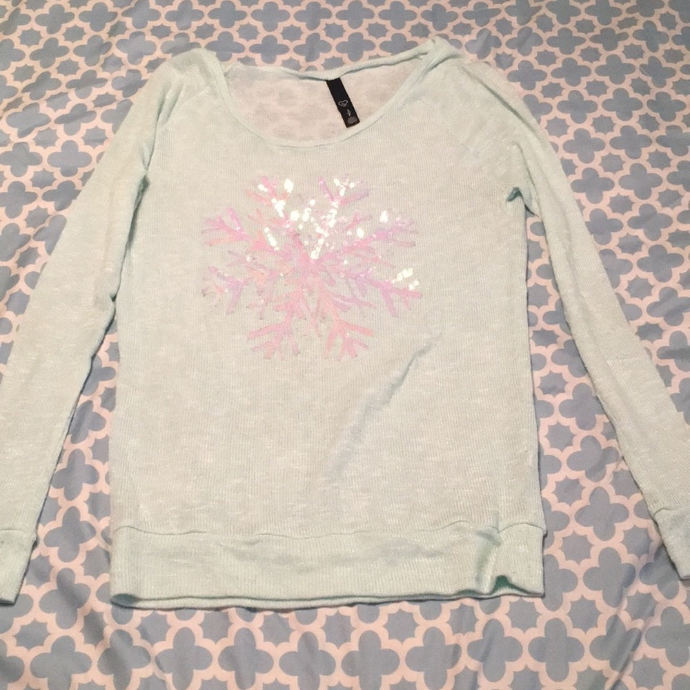 Live Love Dream mint color scoop neck sweater