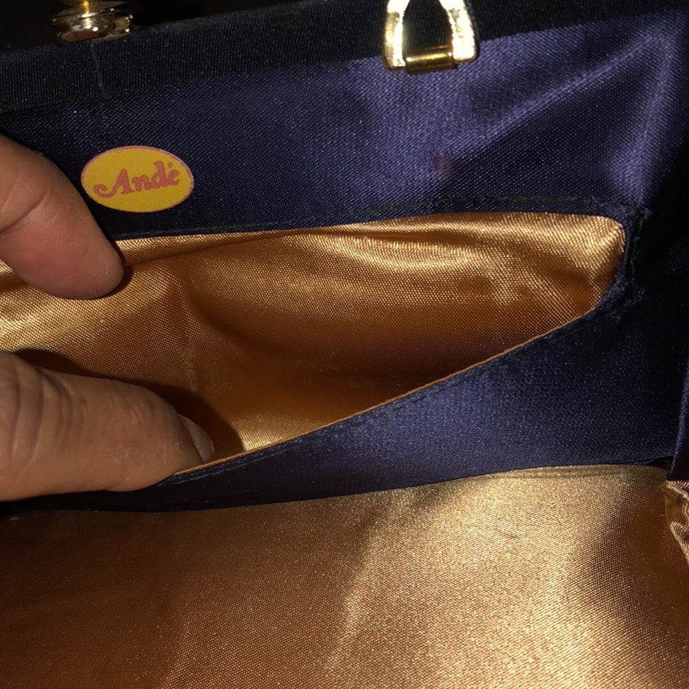 Vintage Ande clutch. Blue and gold