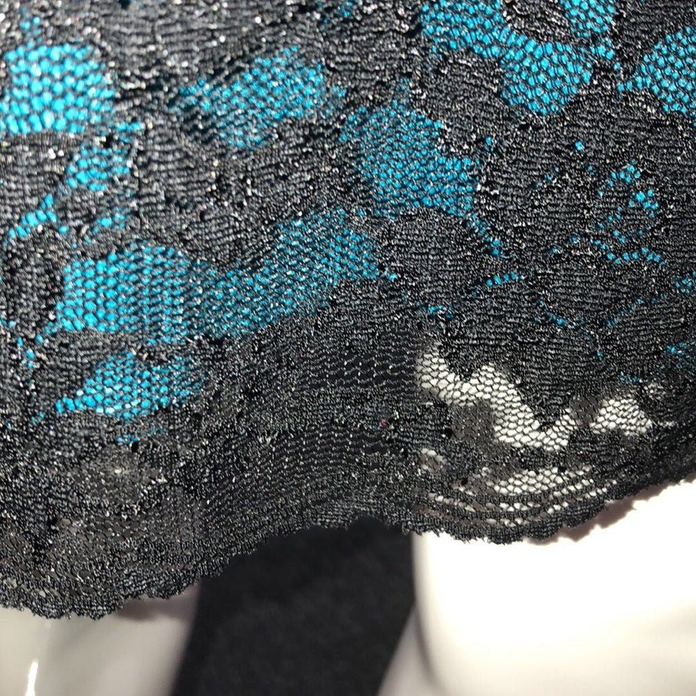 NWT Medium teal blue w/black lace overlay dress