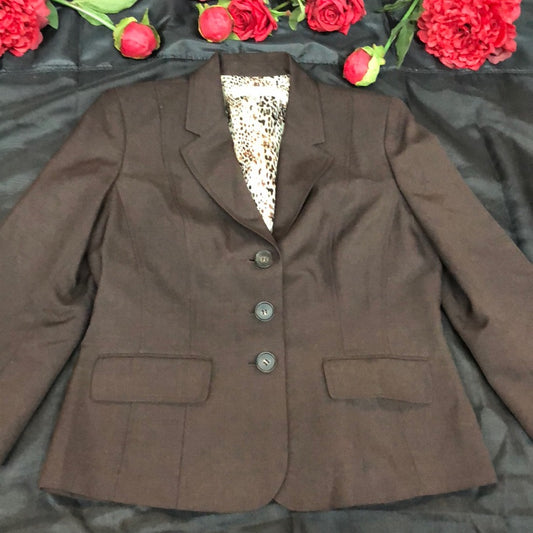 Size 10 brown three button lined Kasper blazer