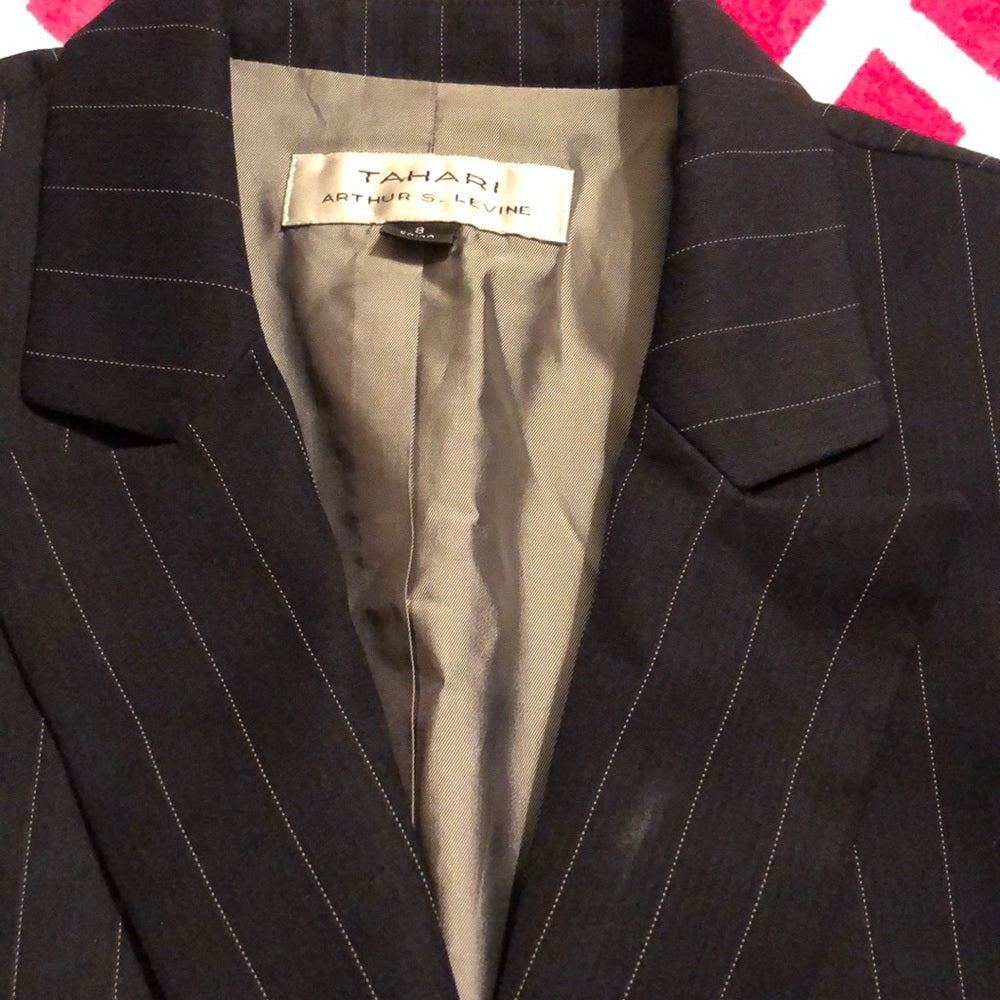 Size 9 Black pinstriped pant suit