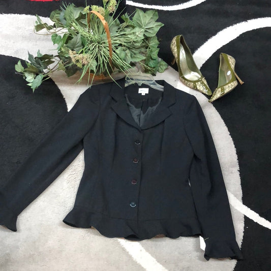 Size 4 Black blazer with ruffles edges