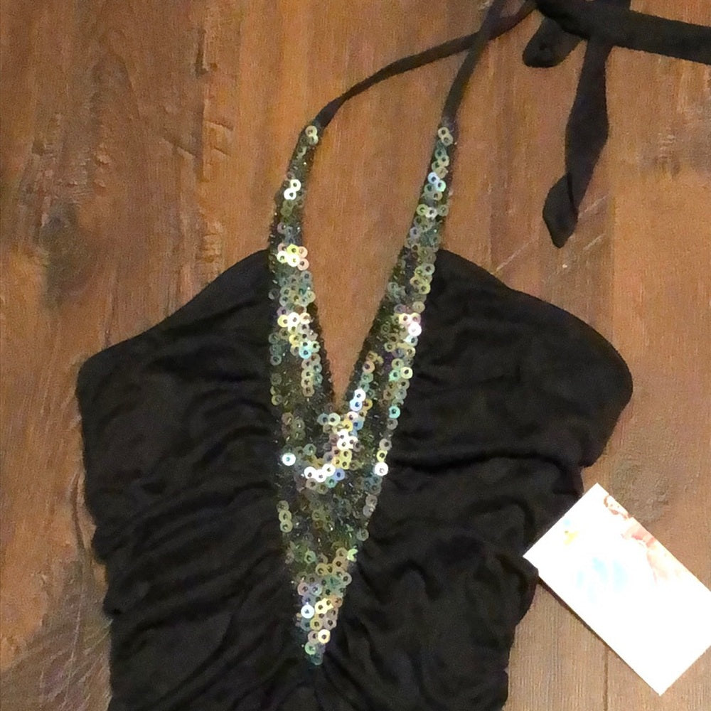 Black halter style party dress size 3/4