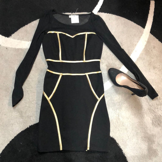 Size small black with gold trim dress