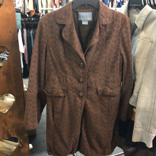 Size Large Nine West brown knee length jacket