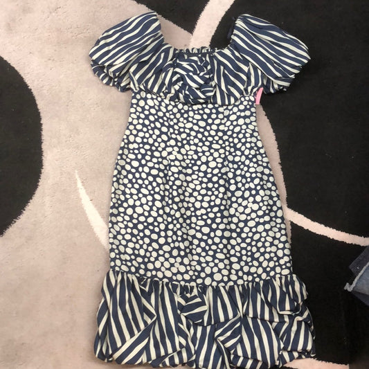 Size 6 blue and khaki color local designer dress