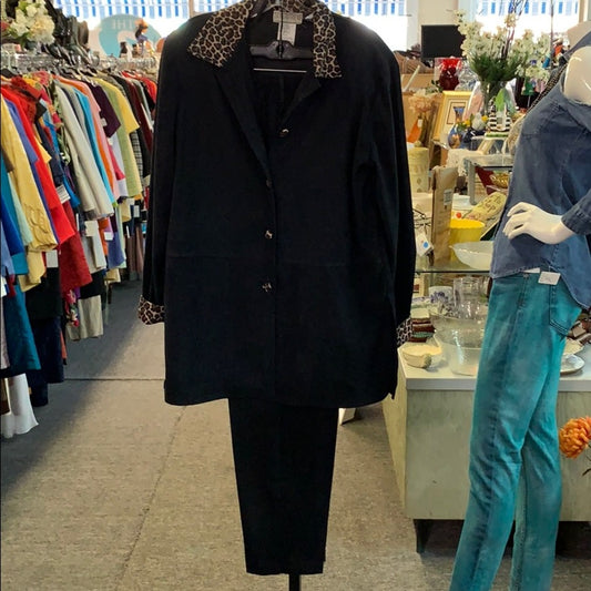Size 12 black and animal print pant suit
