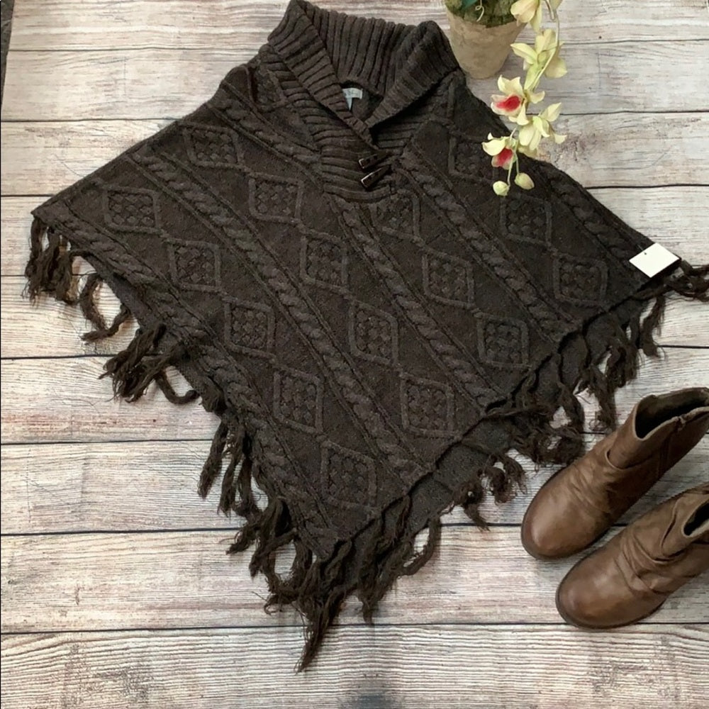 Size M/L Olivia Sky poncho sweater  with fringe