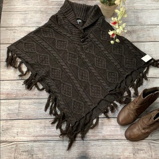 Size M/L Olivia Sky poncho sweater  with fringe
