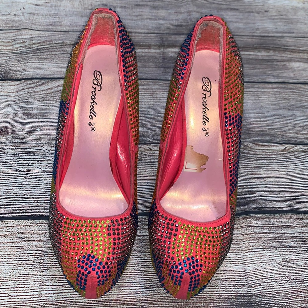 Size 6 rainbow sequined heels