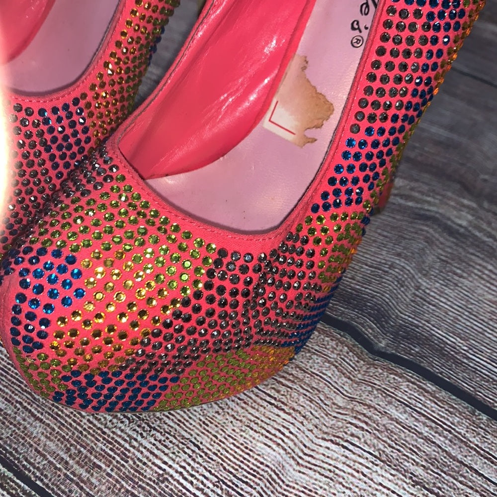 Size 6 rainbow sequined heels