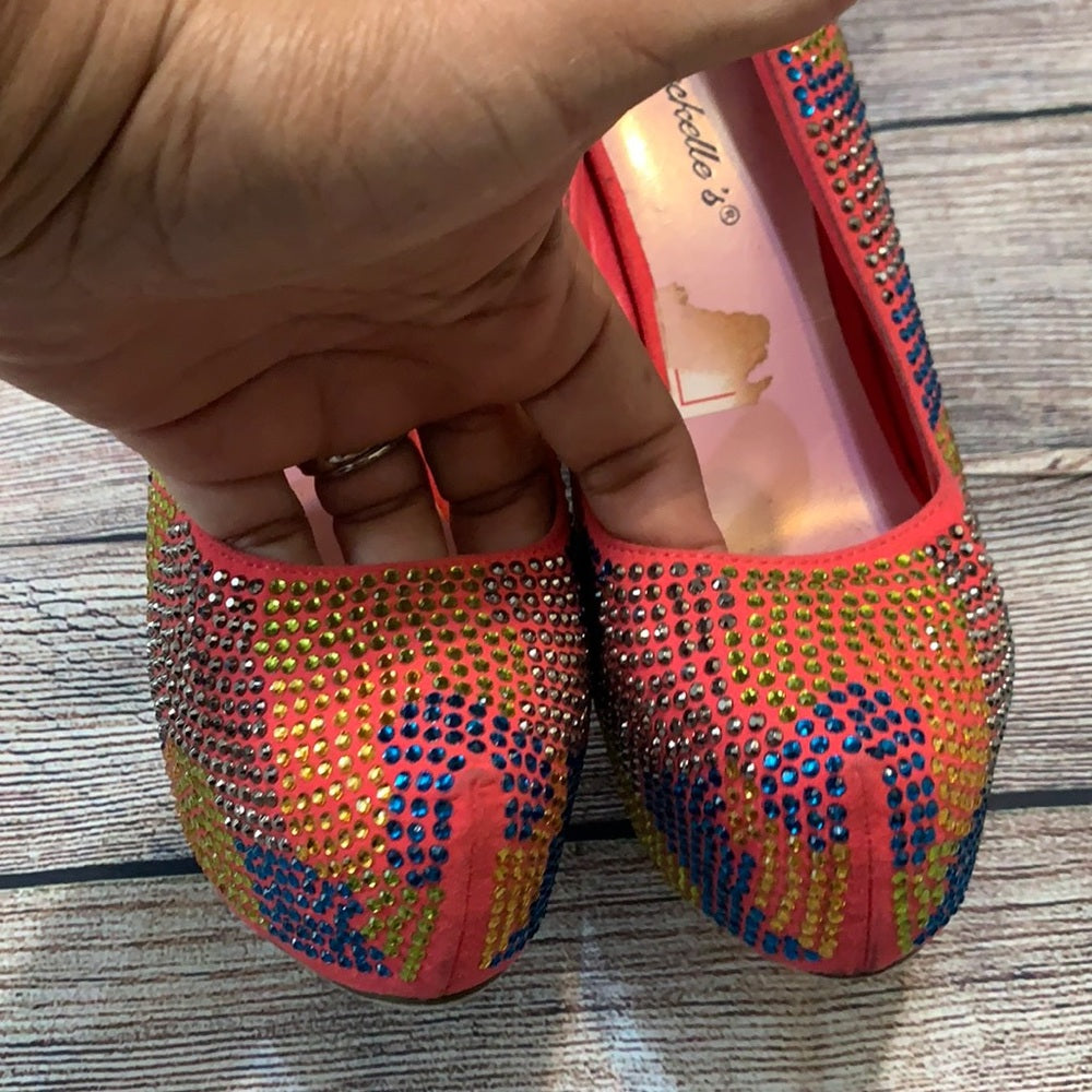 Size 6 rainbow sequined heels