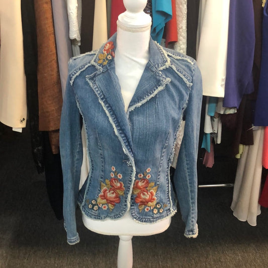 Kileit Jeans sz M jean jacket w/ flowers