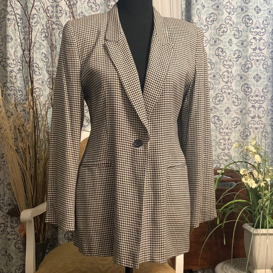 Size 6P Ann Taylor Loft houndstooth long blazer