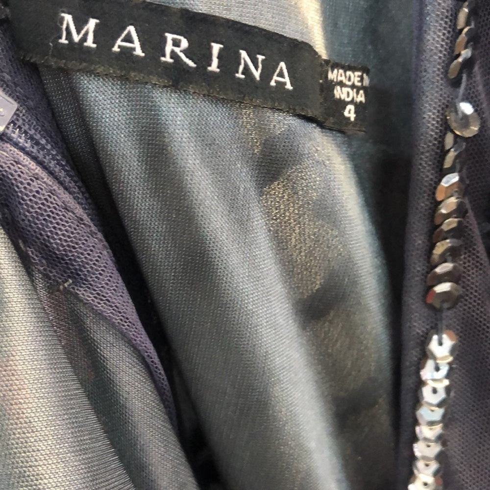 Marina sz 4 gray w/ sequins short lady’s formal dress
