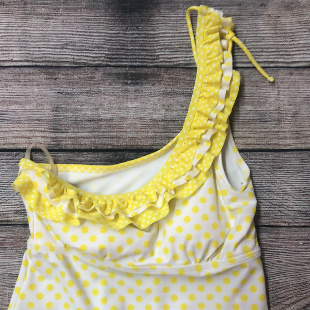 OP sz small/ch yellow & white bathing suit top
