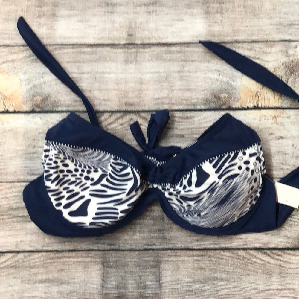 Blue & white sz medium bathing suit top