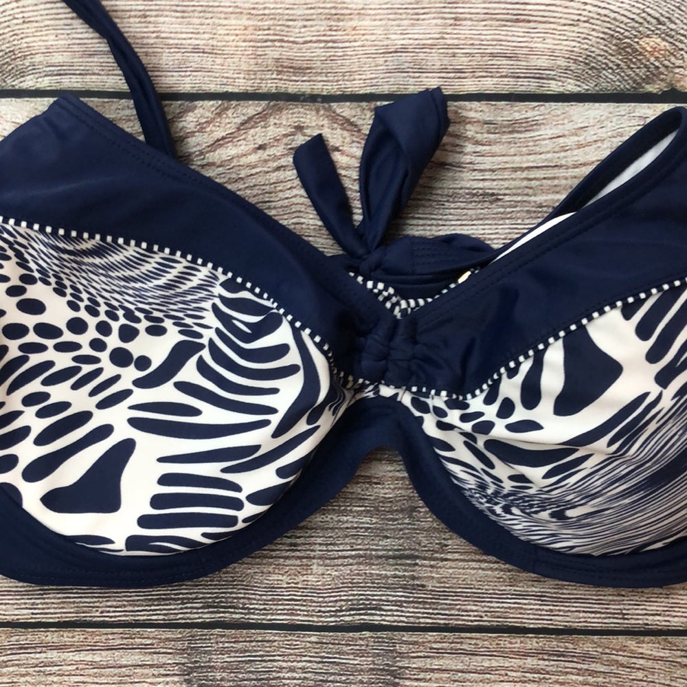 Blue & white sz medium bathing suit top