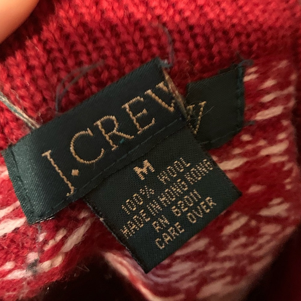 Vintage J. Crew red fair isle wool cardigan Size Medium