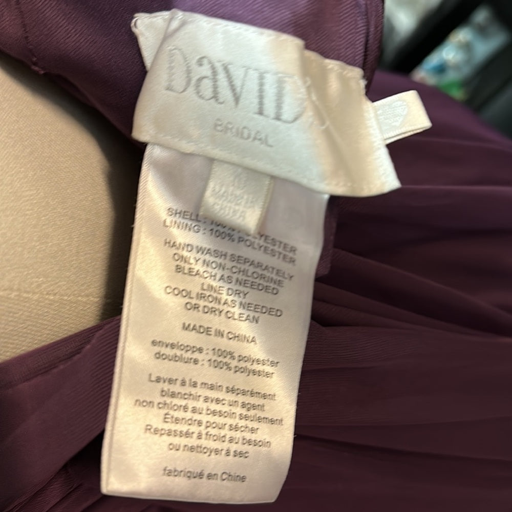 Davids Bridal sz 10 long purple formal dress