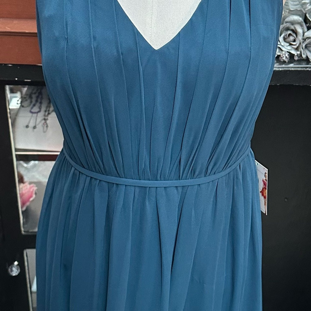 Azazie sz 10 long blue formal dress